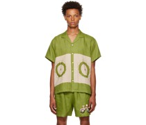 Green & Beige Embroidered Shirt