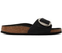 Black Narrow Madrid Big Buckle Sandals