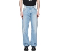 Blue Laser-Etched Jeans