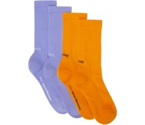 Two-Pack Blue & Orange Socks