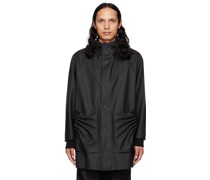 Black Tube Pleat Rain Jacket