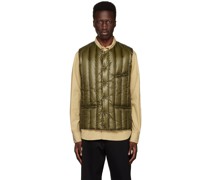 Khaki V-Neck Down Vest
