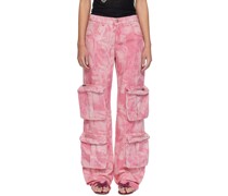 Pink Camouflage Denim Cargo Pants