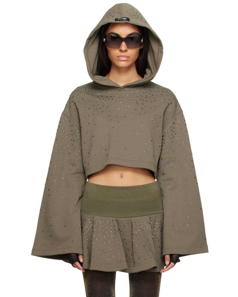 Blumarine Damen Green Cropped Hoodie