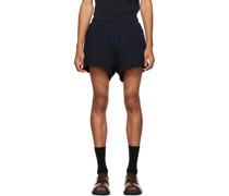 Navy Embroidered Shorts
