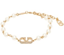 Gold & Off-White VLogo Signature Pearl Bracelet