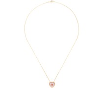 Gold & Pink Small Puff Heart Necklace