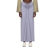 Blue Ruched Maxi Skirt