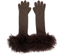 SSENSE Exclusive Brown Knit Faux-Fur Gloves