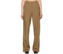 Brown Simple Line Trousers