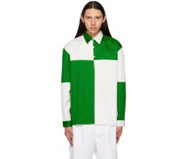 Green & White Colorblock Polo