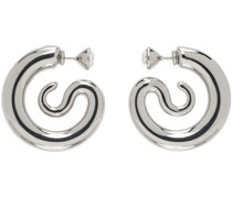 Silver Diamond Serpent Hoop Earrings