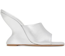 Silver Inverted Wedge Mules