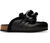 Black Shearling Chain Loafers