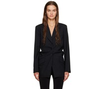 Black Gathered Blazer