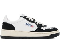 White & Black Two-Tone Medalist Low Sneakers