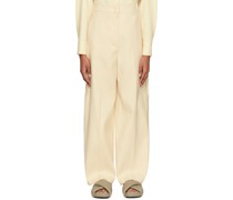 Beige Wide-Leg Trousers