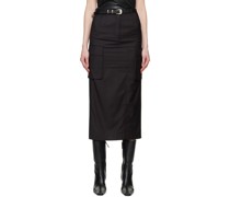 Black Cargo Pocket Maxi Skirt