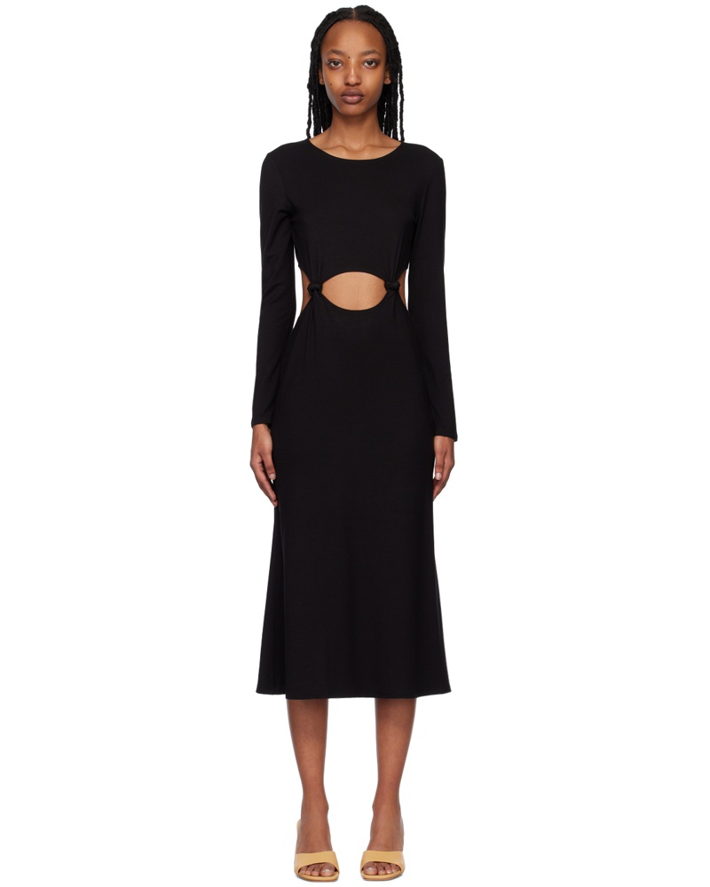 Reformation Damen Black Via Midi Dress