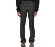 Grey Wool Tapered Trousers