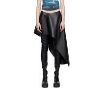 Black Asymmetric Faux-Leather Miniskirt