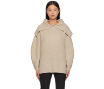 Beige Oversized Fevila V-Neck Sweater