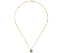 Gold & Blue Solitaire Poire Berlingot Necklace