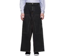 Black Split Denim Skirt
