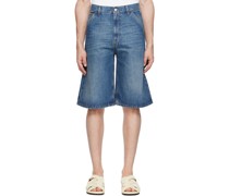 Blue Knee-Length Denim Shorts