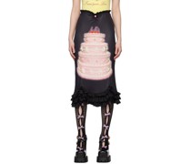 Black Birthday Cake Midi Skirt