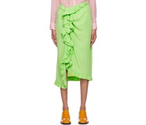 Green Ruffled Midi Skirt