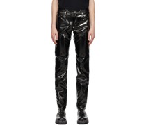 Black Patent Faux-Leather Trousers