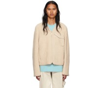 Off-White V-Neck Shearling Jacket