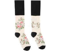 Black & Off-White Rosebud Socks