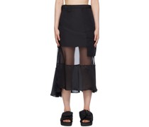 Black Combo Midi Skirt