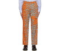 Orange Cotton Cargo Pants