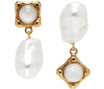 Gold Pearl & Stone Drop Earrings