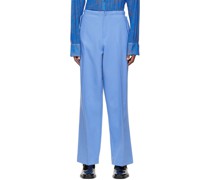 Blue Polyester Trousers