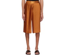 Orange Pleated Shorts