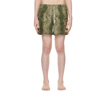 Green Printed Swim Shorts