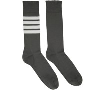 Grey Mid-Calf 4-Bar Socks