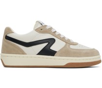 Taupe & Off-White Retro Court Sneakers