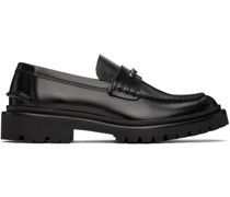 Black Frezza Leather Loafers