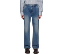 Blue Pleated Jeans