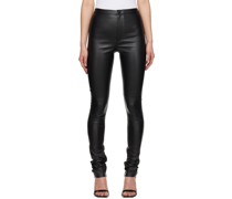 Black Vented Leather Pants