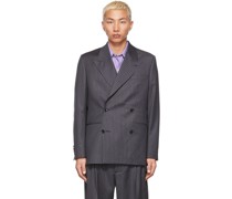 SSENSE Exclusive Grey & Purple Pinstriped Blazer