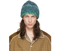 Blue & Green Hand-Knit Beanie