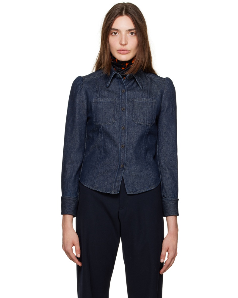 Dries van Noten Damen Blue Shirttail Denim Shirt