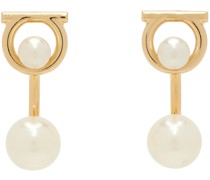 Gold Gancini Faux-Pearl Earrings