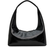 Black Medium Crinkled Shoulder Bag